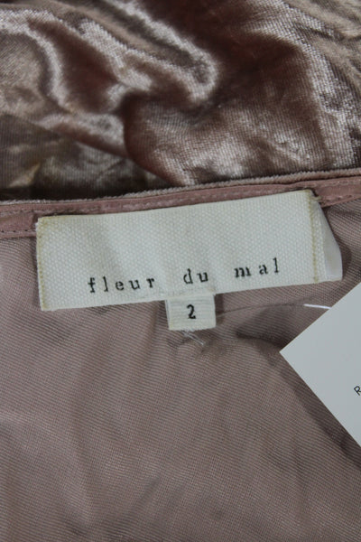 Fleur du Mal Women Maxi Velvet V-Neck Sleeveless Pink Dress Size 2