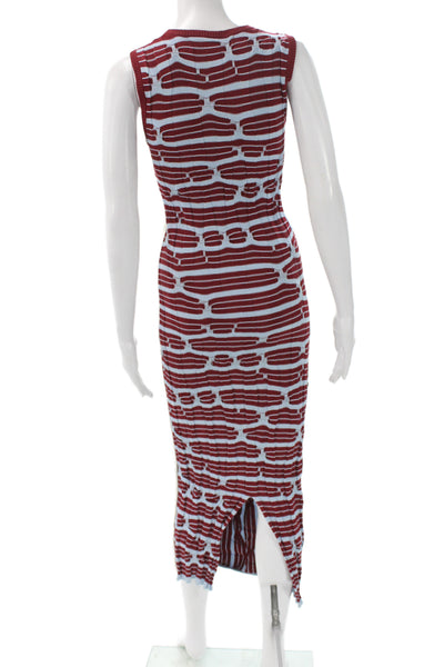 Fully Fashioned Womens Bodycon Dress Blue Striped Knit Sleeveless Size M