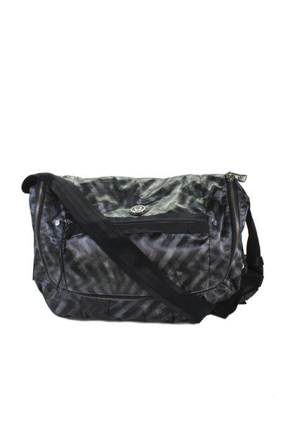 Lululemon Womens Chevron Striped Messenger Shoulder Handbag Black Grey