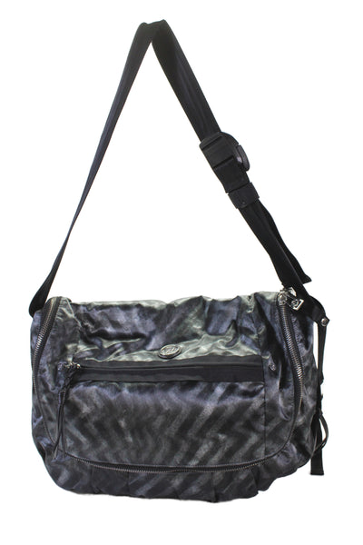 Lululemon Womens Chevron Striped Messenger Shoulder Handbag Black Grey