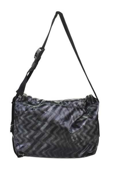 Lululemon Womens Chevron Striped Messenger Shoulder Handbag Black Grey