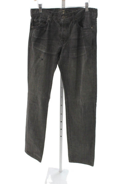 7 For All Mankind Mens Straight Gray Jeans Cotton Blend Size 31