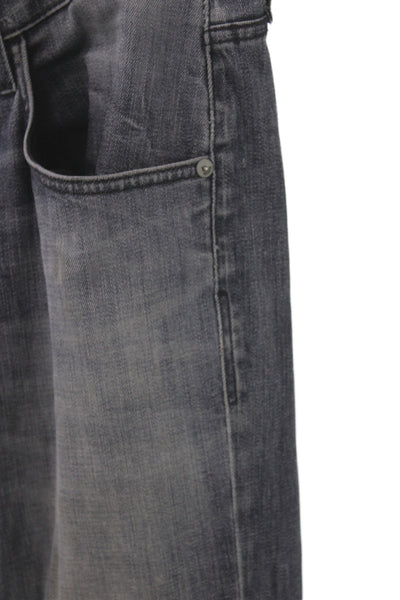 Hudson Mens Straight Gray Cotton Jeans Button Fly Casual Fall Size 32