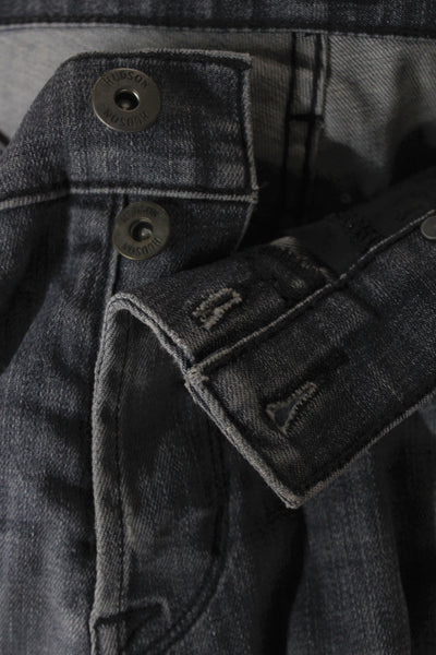 Hudson Mens Straight Gray Cotton Jeans Button Fly Casual Fall Size 32