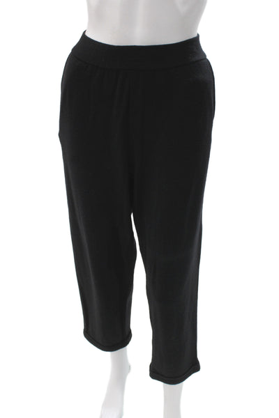 Labo.Art Womens Ankle Pants Black Wool Pull On Size M