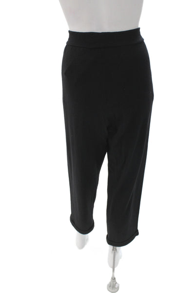 Labo.Art Womens Ankle Pants Black Wool Pull On Size M