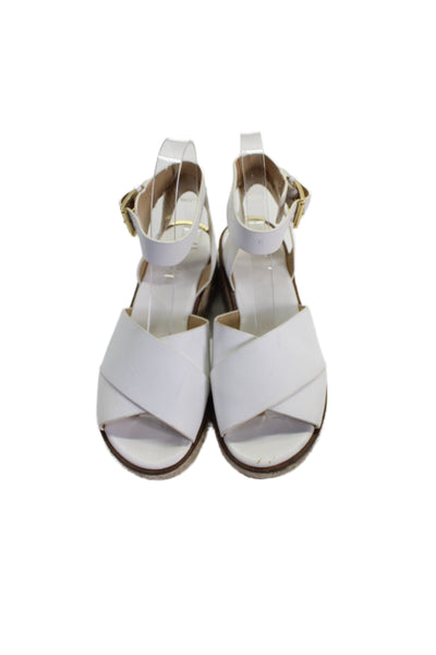 Michael Michael Kors Womens Platform Ankle Strap Espadrilles Sandals White 5M