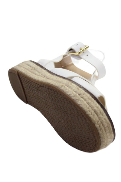 Michael Michael Kors Womens Platform Ankle Strap Espadrilles Sandals White 5M