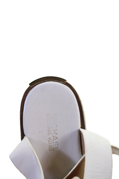 Michael Michael Kors Womens Platform Ankle Strap Espadrilles Sandals White 5M
