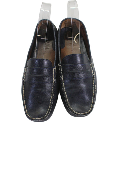 Cole Haan Womens Slip On Square Toe Leather Loafers Navy Blue Size 6
