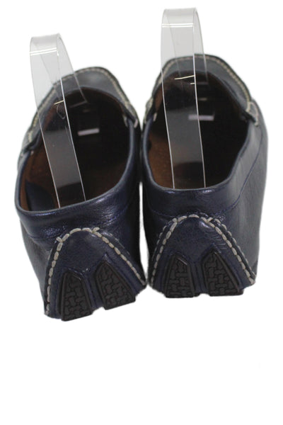 Cole Haan Womens Slip On Square Toe Leather Loafers Navy Blue Size 6
