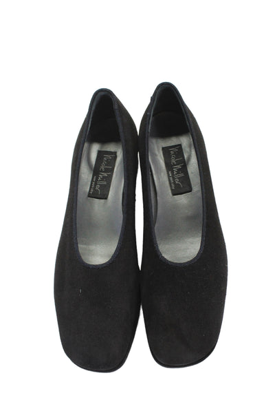 Nicole Miller Womens Slip On Block Heel Vintage Pumps Brown Suede Size 7.5
