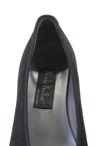 Nicole Miller Womens Slip On Block Heel Vintage Pumps Brown Suede Size 7.5