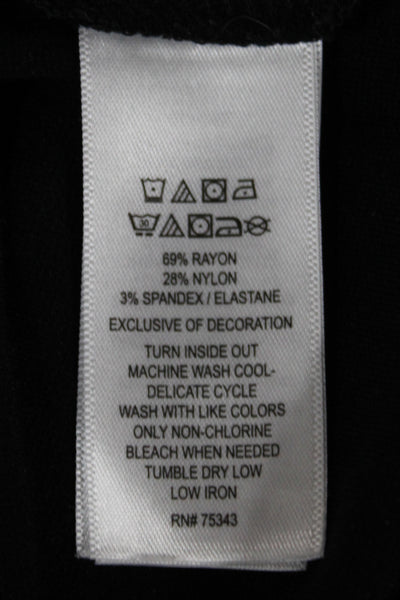 Tahari Womens Shift Dress Black Long Sleeve Scoop Neck Size L