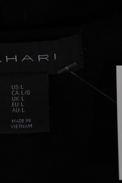 Tahari Womens Shift Dress Black Long Sleeve Scoop Neck Size L