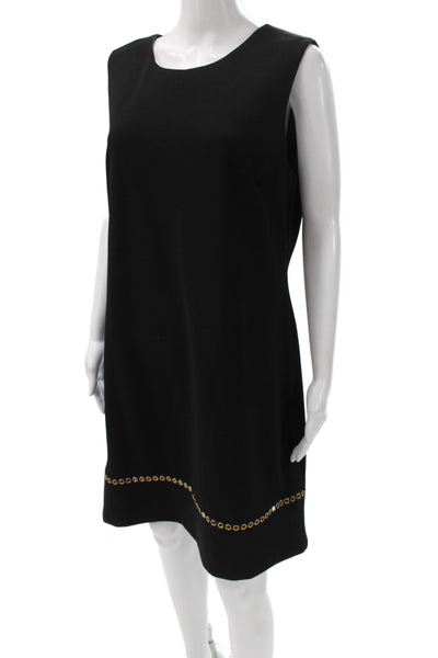 Calvin Klein Women Black Shift Dress Sleeveless Scoop Neck Size 14