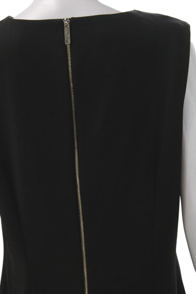 Calvin Klein Women Black Shift Dress Sleeveless Scoop Neck Size 14