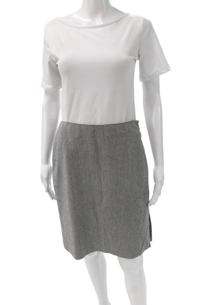 Linda Allard Ellen Tracy Womens Pencil Skirt Gray Striped Knee Zip Size 8P