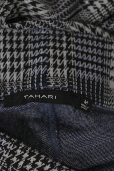 Tahari Women Ankle Plaid Blue Pants Button Front Size M