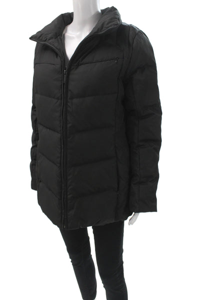 Calvin Klein Women Puffer Jacket Black Down Zip Long Sleeve Size L