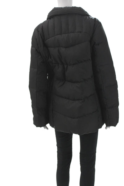 Calvin Klein Women Puffer Jacket Black Down Zip Long Sleeve Size L