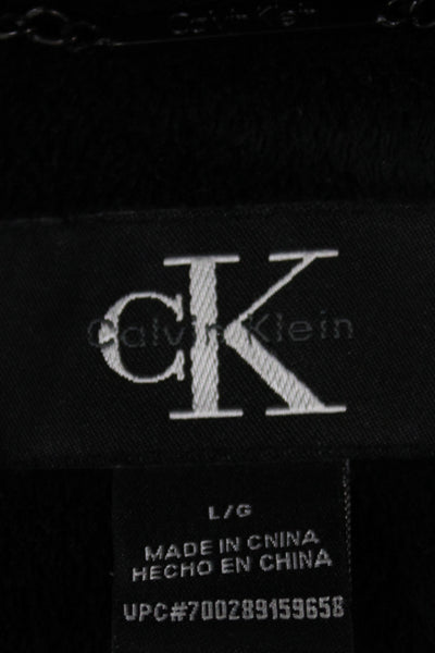 Calvin Klein Women Puffer Jacket Black Down Zip Long Sleeve Size L