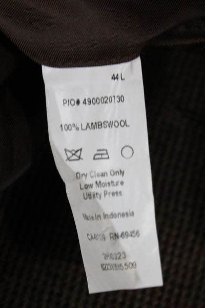Chaps Mens Plaid Lambswool Blazer Brown Button Size 44