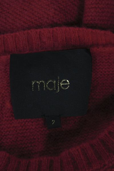 Maje Womens Pink Knit Crew Neck Pullover Sweater Long Sleeve Size 2