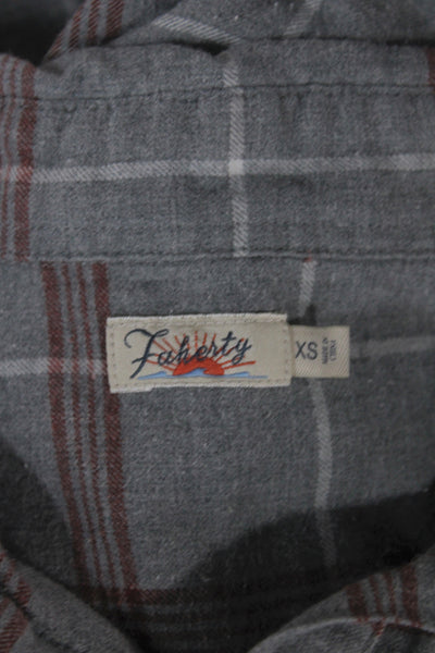 Faherty Women Basic Plaid Collared Button-Up Top Gray Long Sleeve Size XS