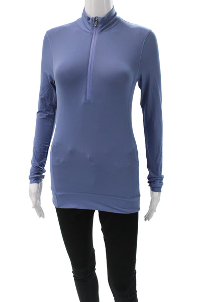 Greyson Womens Blue Mock Neck Zip Pullover Athleisure Casual Nylon Size XS