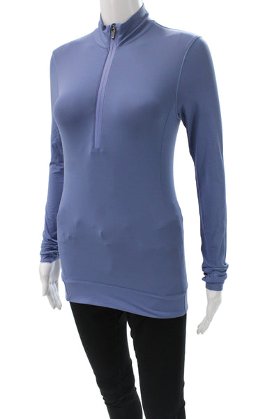 Greyson Womens Blue Mock Neck Zip Pullover Athleisure Casual Nylon Size XS