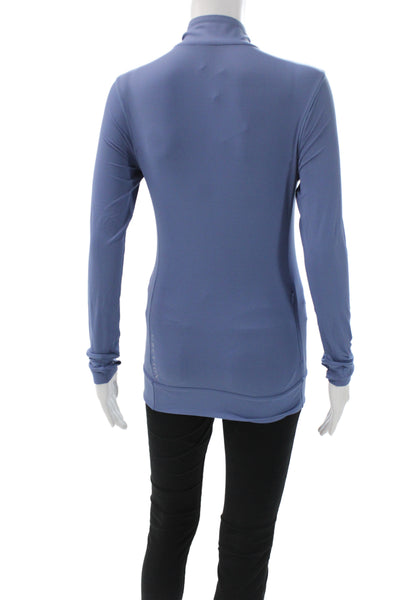 Greyson Womens Blue Mock Neck Zip Pullover Athleisure Casual Nylon Size XS