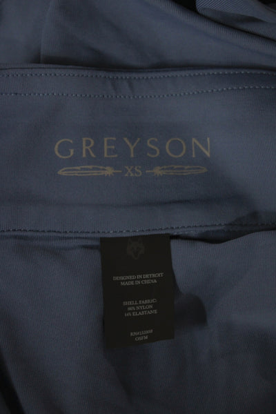 Greyson Womens Blue Mock Neck Zip Pullover Athleisure Casual Nylon Size XS