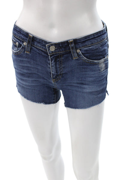 AG Adriano Goldschmied Womens Cut-Off Denim Shorts Blue Button Size 26