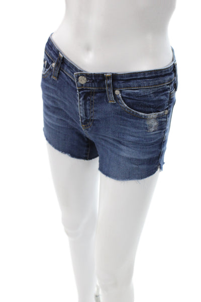 AG Adriano Goldschmied Womens Cut-Off Denim Shorts Blue Button Size 26