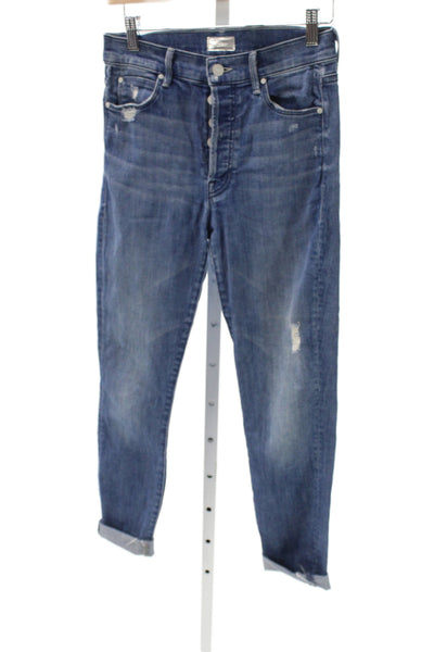 Mother Women Cropped Blue High Rise Cotton Jeans Size 26