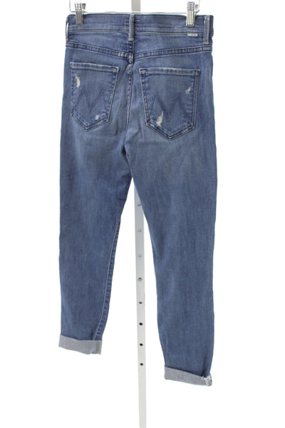 Mother Women Cropped Blue High Rise Cotton Jeans Size 26
