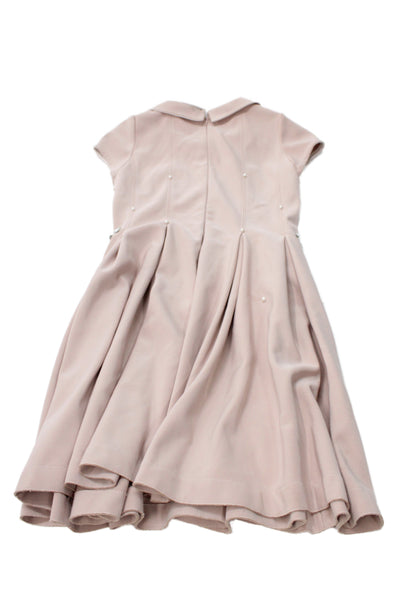 Monalisa Girls Back Zip Short Sleeve Collared Crystal Dress Pink Size 12