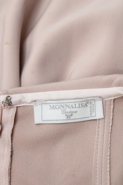 Monalisa Girls Back Zip Short Sleeve Collared Crystal Dress Pink Size 12