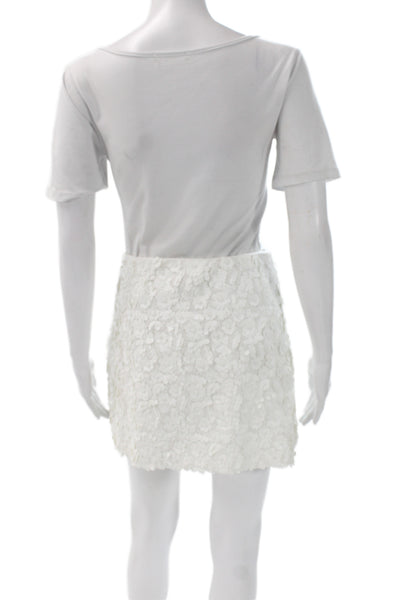 Zara Womens White Floral Mini Skirt Polyester Zip Short Size S