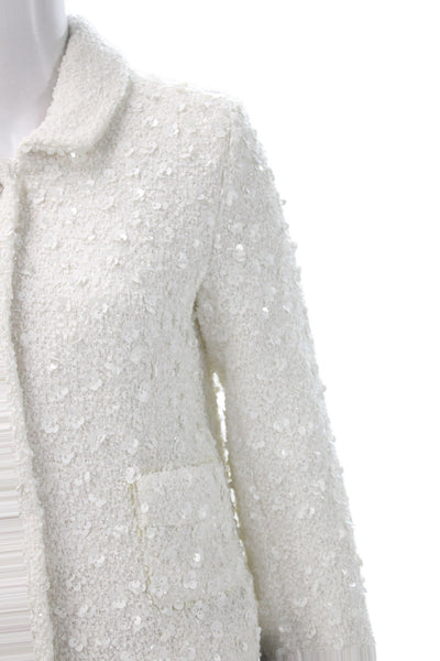 Zara Womens White Basic Jacket Button Long Sleeve Polyester Size S
