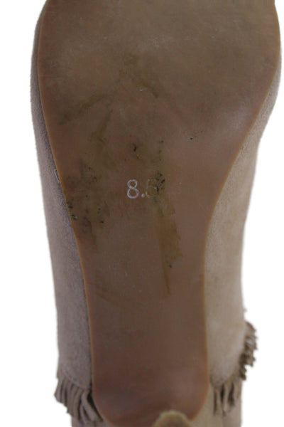 Jeffrey Campbell Womens Suede Pointed Toe Ankle Boots Beige Size 8.5