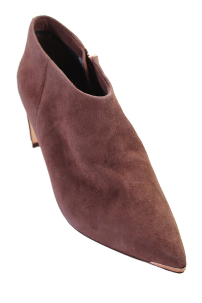 Ted Baker London Womens Suede Zip Pointed Toe Ankle Boots Pink Size 9