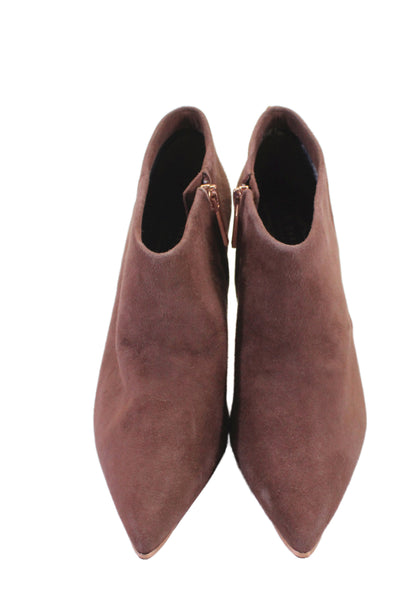 Ted Baker London Womens Suede Zip Pointed Toe Ankle Boots Pink Size 9