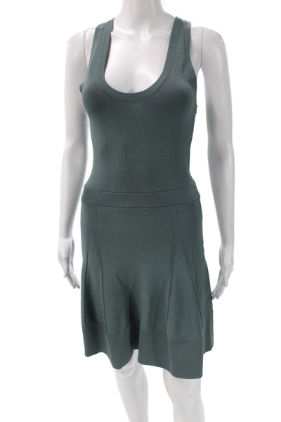 ALC Womens Fit & Flare Mini Dress Green Scoop Neck Sleeveless Rayon Size S