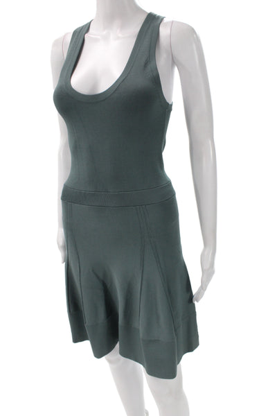 ALC Womens Fit & Flare Mini Dress Green Scoop Neck Sleeveless Rayon Size S