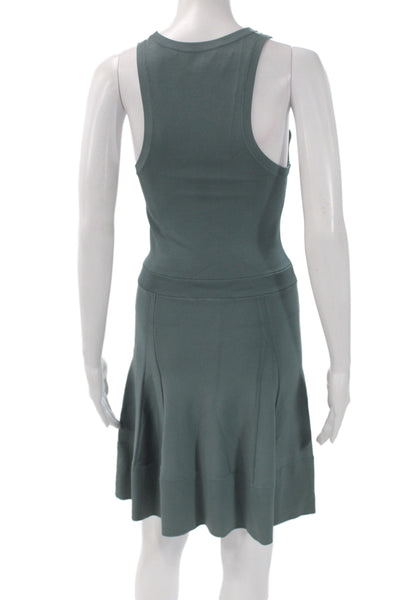 ALC Womens Fit & Flare Mini Dress Green Scoop Neck Sleeveless Rayon Size S