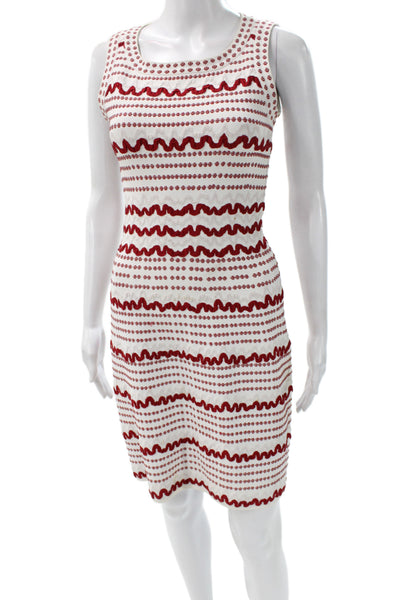Alaia Womens Sheath Dress Red Scoop Neck Knee Length Sleeveless Size 40