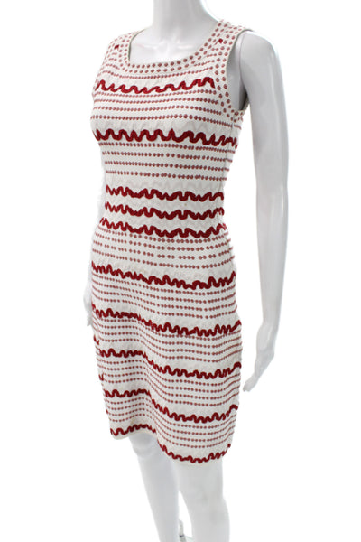 Alaia Womens Sheath Dress Red Scoop Neck Knee Length Sleeveless Size 40