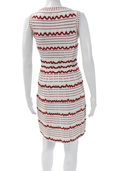 Alaia Womens Sheath Dress Red Scoop Neck Knee Length Sleeveless Size 40